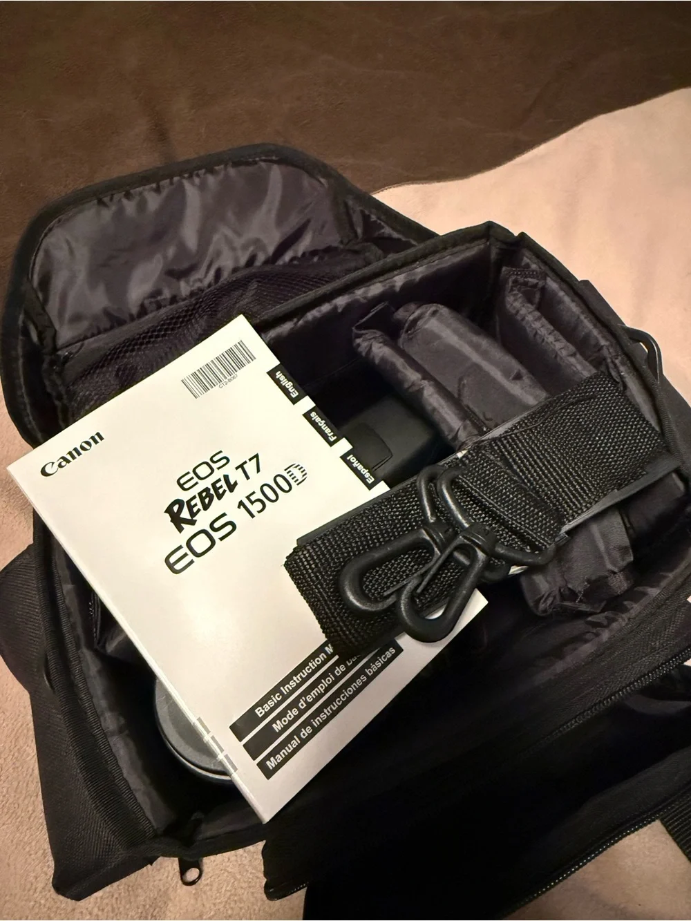 Canon Rebel T7 Black Camera Body with Two Black Canon Lenses and Carrying Case